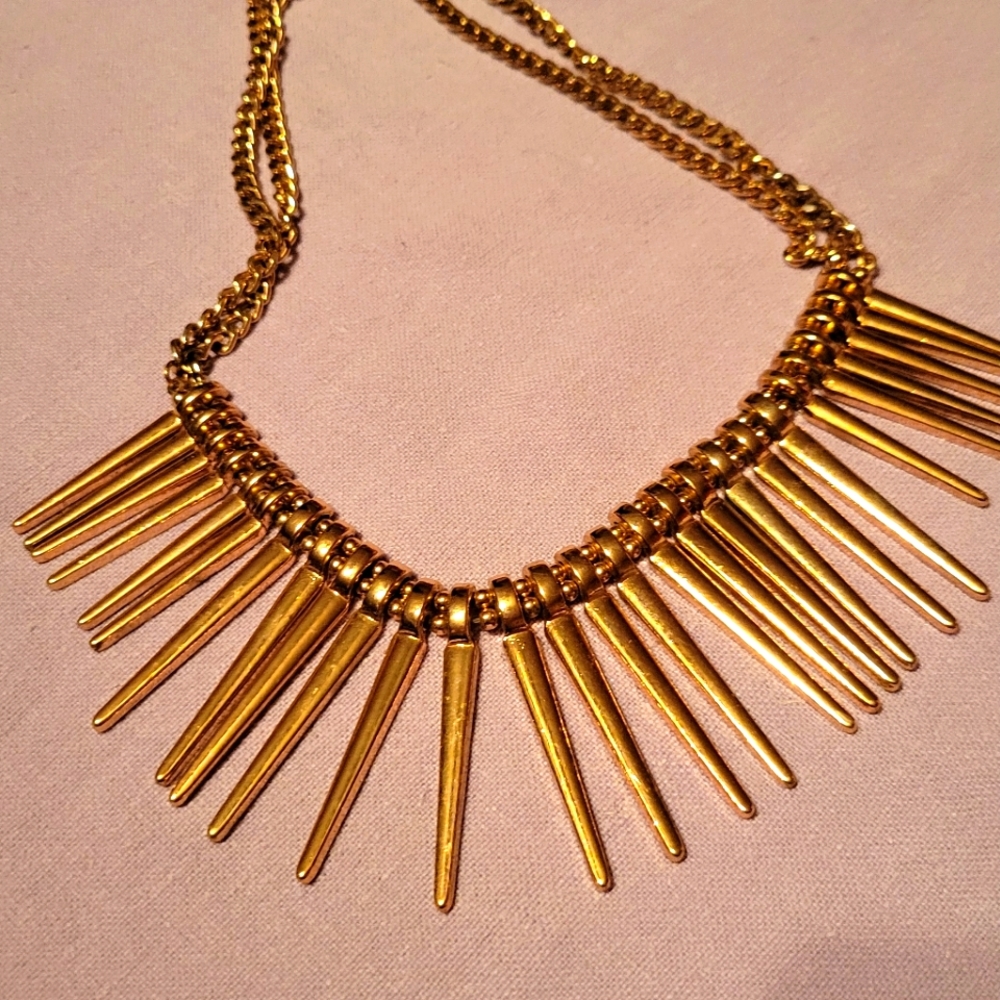 Gold Spike chain statement necklace